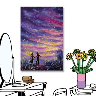 【24mama 掛畫】單聯式 抽象 紫色星空 宇宙 無框畫-40x60cm(童話)