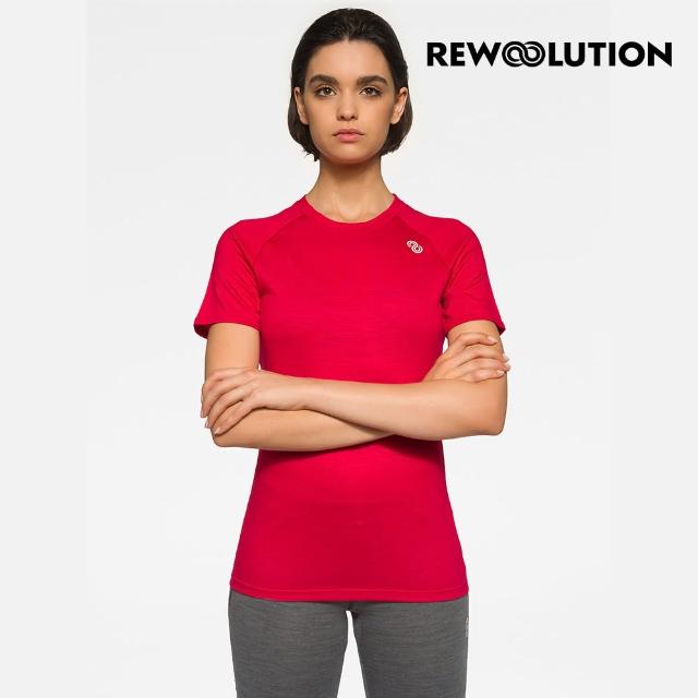 【Rewoolution】女ALI 190g短袖T恤 [寶石紅] REJB2WC50205(羊毛衣 T恤 登山必備 吸濕排汗)