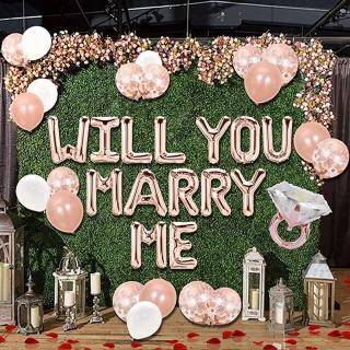 鑽石級浪漫MARRY ME求婚氣球套組1組(求婚佈置 氣球 派對 婚禮告白 布置)