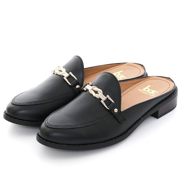 【bac】繩索金屬飾釦樂福平底穆勒鞋(黑色)