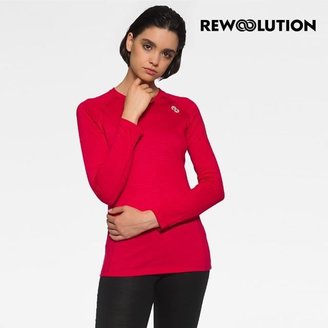 【Rewoolution】女WIKI 190g長袖T恤 [寶石紅]REJB2WC70305(羊毛衣 長袖T恤 登山必備 吸濕排汗)