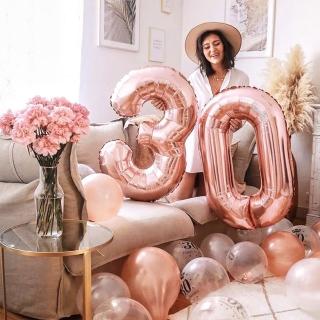 玫瑰金40寸數字氣球1個-數字任選(生日氣球 派對 求婚 鋁膜氣球 告白 週歲 紀念日)