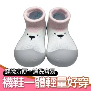 【BigToes】幼兒襪型學步鞋-粉紅北極熊(防滑嬰兒鞋 寶寶襪鞋 防滑膠底鞋)