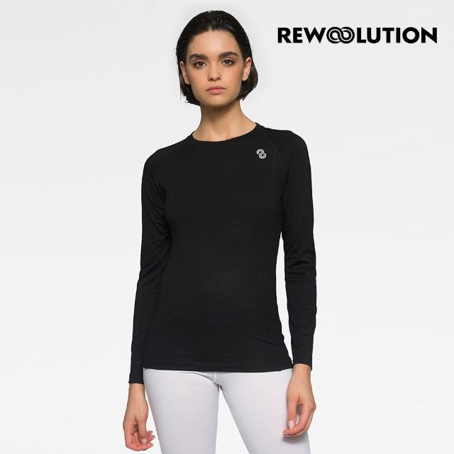【Rewoolution】女WIKI 190g長袖T恤 [黑色]REJB2WC70395(羊毛衣 長袖T恤 登山必備 吸濕排汗)