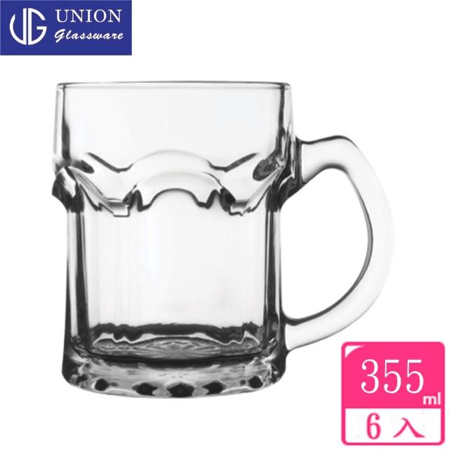 【泰國UNION】玻璃造型花邊馬克杯拿鐵杯355cc(六入組)