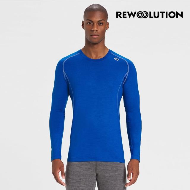 【Rewoolution】男TOMMY 140g長袖T恤[寶藍] REJB2MC70155(羊毛衣 長袖T恤 登山必備 吸濕排汗)
