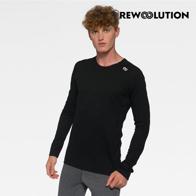 【Rewoolution】男TOMMY 140g長袖T恤[黑色] REJB2MC70195(羊毛衣 長袖T恤 登山必備 吸濕排汗)