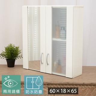 【Abis】經典單鏡面雙門防水塑鋼浴櫃/置物櫃(白色-1入)