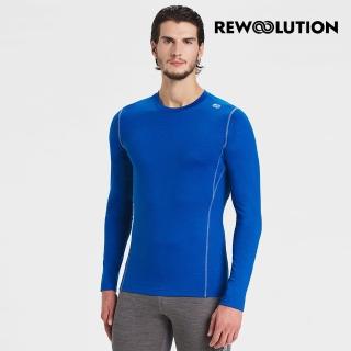 【Rewoolution】男EXPLORER 190g長袖T恤[寶藍] REJB2MC70455(羊毛衣 長袖T恤 登山必備 吸濕排汗)