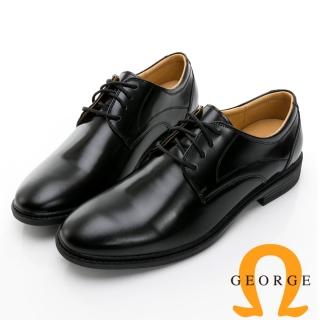 【GEORGE 喬治皮鞋】經典系列 真皮素面圓頭綁帶紳士鞋 -黑 015012AE-10