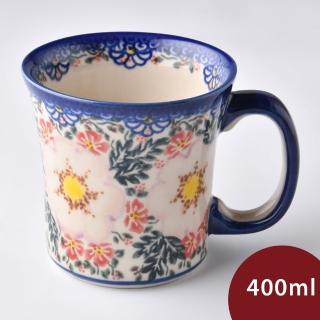 【波蘭陶】Vena 寬口馬克杯 水杯 茶杯 咖啡杯 400ml 波蘭手工製(映雪紅梅系列)