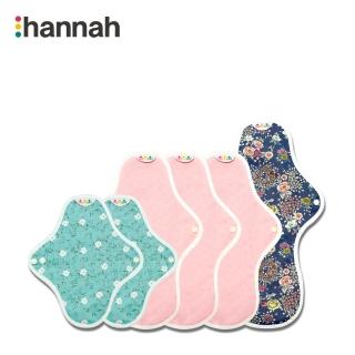 【韓國 hannahpad】新手體驗六片組 21cm × 2片+27cm × 3片+33cm × 1片_有機純棉布衛生棉_顏色隨機出貨