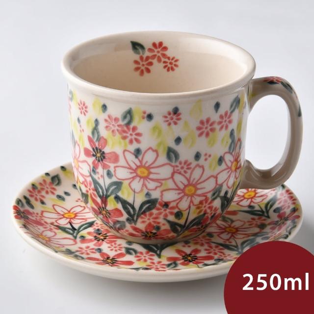 【波蘭陶】Vena  咖啡杯盤組 馬克杯 點心盤 250ml 波蘭手工製(春日花宴系列)