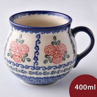 【波蘭陶】Vena 胖胖杯 馬克杯 咖啡杯 水杯 400ml 波蘭手工製(漫野薔薇系列)