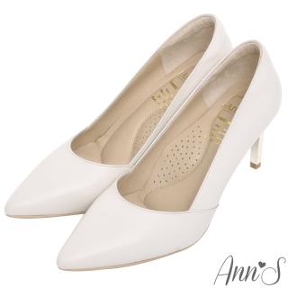 【Ann’S】嚮往的女人味-性感弧線柔軟小羊皮電鍍細跟尖頭高跟鞋7.5cm(米白)