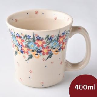 【波蘭陶】Vena 寬口馬克杯 水杯 茶杯 咖啡杯 400ml 波蘭手工製(桃花源系列)