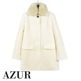 【AZUR】法式都會經典長版毛領手工大衣