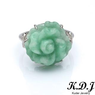 【K.D.J 圓融珠寶】滿綠玫瑰翡翠戒指天然A貨(活動圍可調)