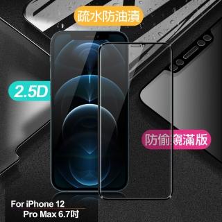 【X_mart】for iPhone 12 Pro Max 6.7吋 防偷窺滿版2.5D鋼化玻璃保護貼-黑