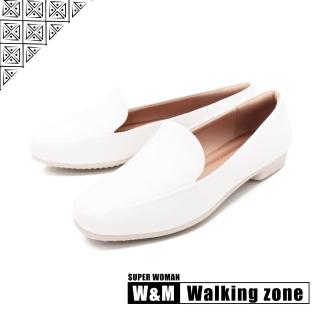 【WALKING ZONE】SUPER WOMAN系列 百搭方頭平底樂福鞋 女鞋(白)