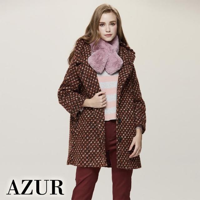 【AZUR】粗針毛呢翻領長版大衣-2色