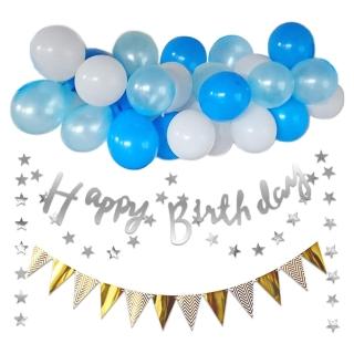 HAPPY BIRTHDAY 三色生日氣球掛旗組1組-四組任選(生日氣球 派對 氣球 生日派對)