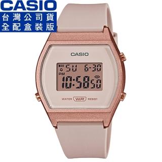 【CASIO 卡西歐】卡西歐酒桶型膠帶電子錶-古銅金(LW-204-4A 全配盒裝)