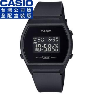 【CASIO 卡西歐】卡西歐酒桶型膠帶電子錶-黑(LW-204-1B 全配盒裝)
