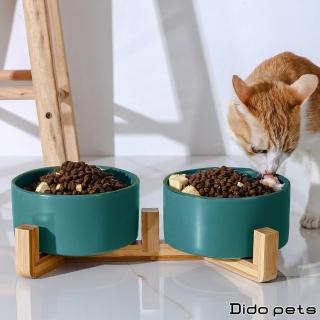 【Dido Pets】日系陶瓷木架寵物碗-雙碗款(PT004)