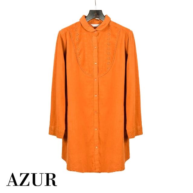 【AZUR】英式休閒風格襯衫-橘