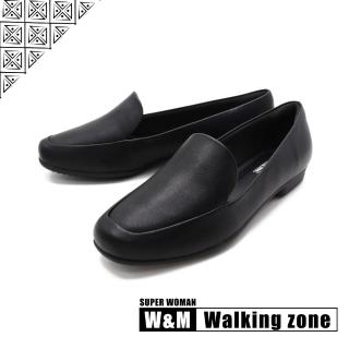 【WALKING ZONE】SUPER WOMAN系列 百搭方頭平底樂福鞋 女鞋(黑)