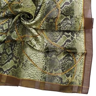 【Gianfranco Ferre】燙金LOGO蟒蛇紋繩索裝飾綿混絲領巾-展示品(咖啡色)