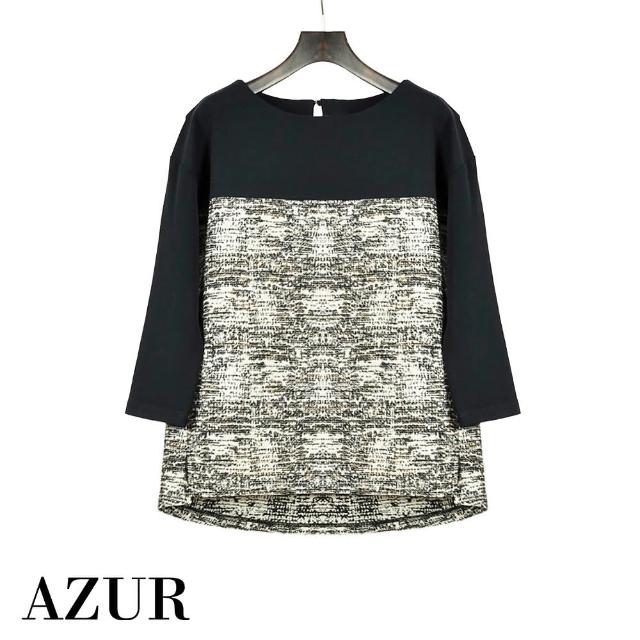 【AZUR】都會風格拼接上衣-黑色