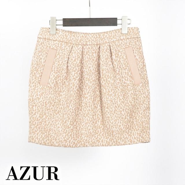 【AZUR】法式風格幾格圖紋短裙-粉橘