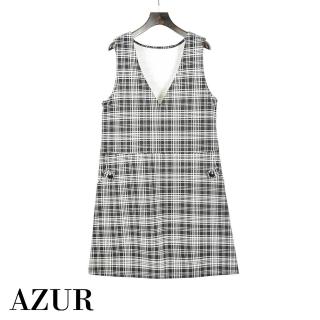 【AZUR】洋裝時尚休閒格紋洋裝-黑底印花