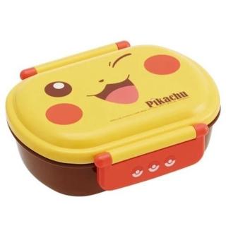 【小禮堂】寶可夢 皮卡丘 日本製 雙扣微波便當盒 塑膠便當盒 保鮮盒 360ml 《黃 大臉》