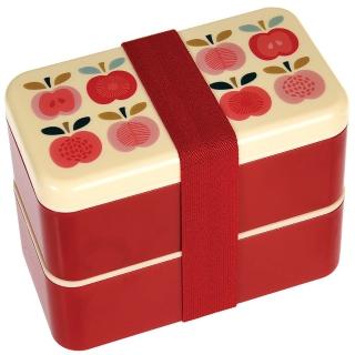 【Rex London】方形三層午餐盒/便當盒/野餐盒_附3入餐具_紅蘋果(RL27092)