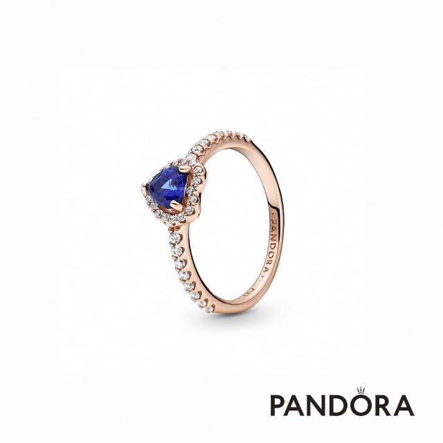 【Pandora官方直營】璀璨藍色立體心形寶石戒指