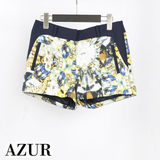 【AZUR】都會休閒印花短褲-藍底印花