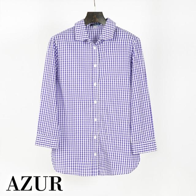 【AZUR】英倫格紋長袖襯衫-2色