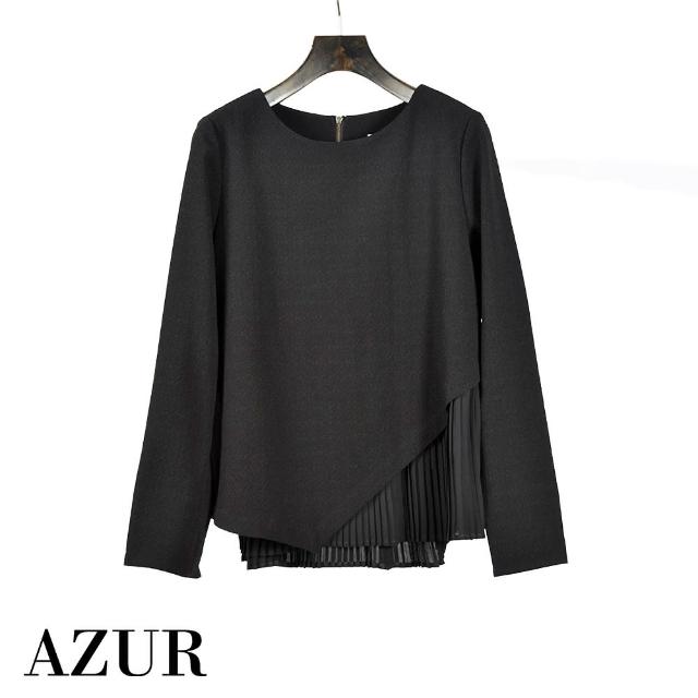 【AZUR】都會風下擺造型上衣-黑色