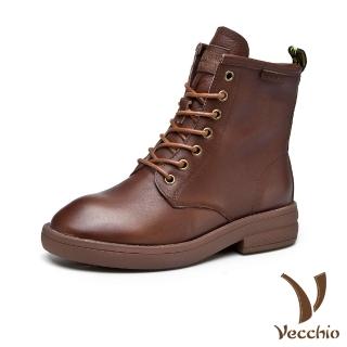 【Vecchio】真皮馬丁靴/真皮頭層牛皮文藝復古經典百搭帥氣馬丁靴(棕)
