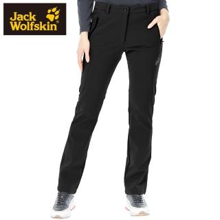 【Jack wolfskin 飛狼】女 軟殼防風保暖長褲 修身版型(黑色)