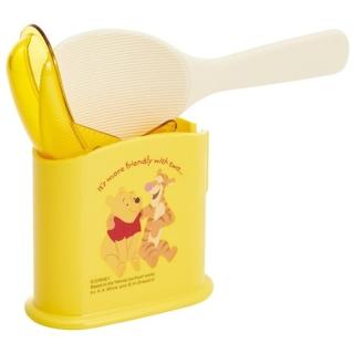 【小禮堂】Disney 迪士尼 小熊維尼 日本製 塑膠飯匙 附盒 飯勺 挖匙 餐具盒 《黃 朋友》