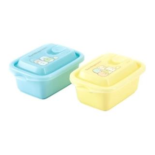 【小禮堂】角落生物 日本製 方形塑膠保鮮盒 透明保鮮盒 微波便當盒 300ml 《2入 綠 抱頭》