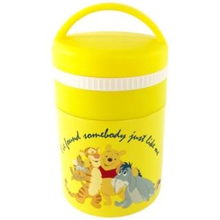 【小禮堂】Disney 迪士尼 小熊維尼 圓形不鏽鋼保鮮罐 不鏽鋼便當盒 熱湯罐 超輕量不鏽鋼 180ml 《黃 朋友》