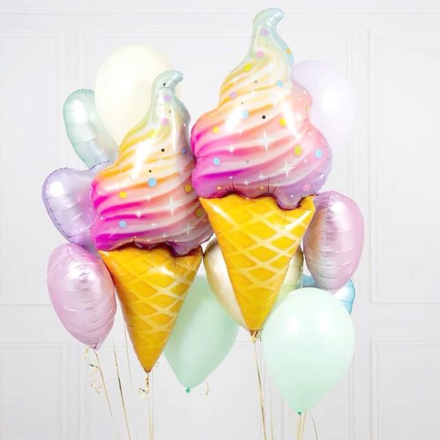 超大馬卡龍漸層冰淇淋鋁模氣球1個(生日氣球 派對 氣球 生日派對)