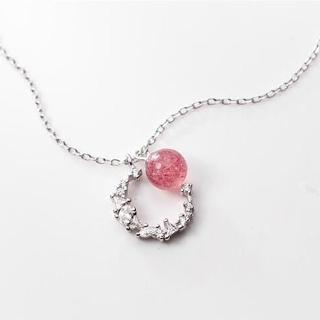 【Jpqueen】月亮草莓鑲鑽甜美項鍊(銀色)