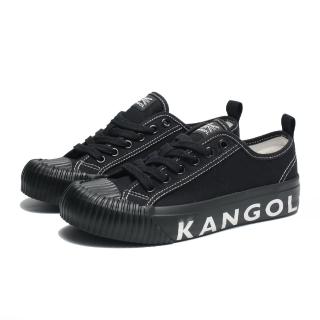 【KANGOL】帆布鞋 餅乾鞋 黑 壓紋 休閒 女(6122160120)