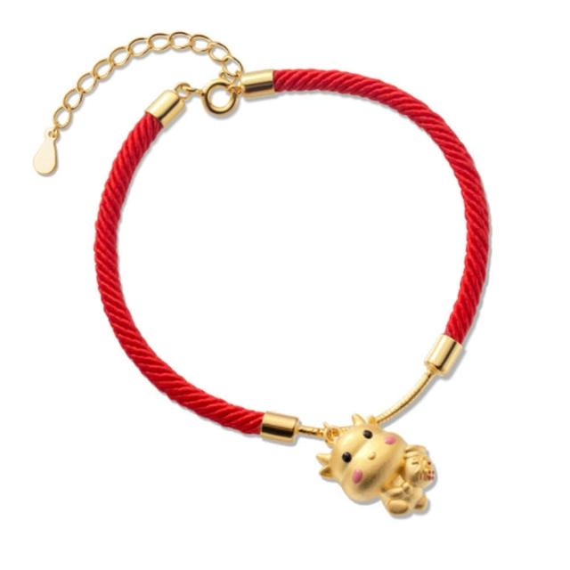 【Jpqueen】金色小牛紅繩手鍊(金色)